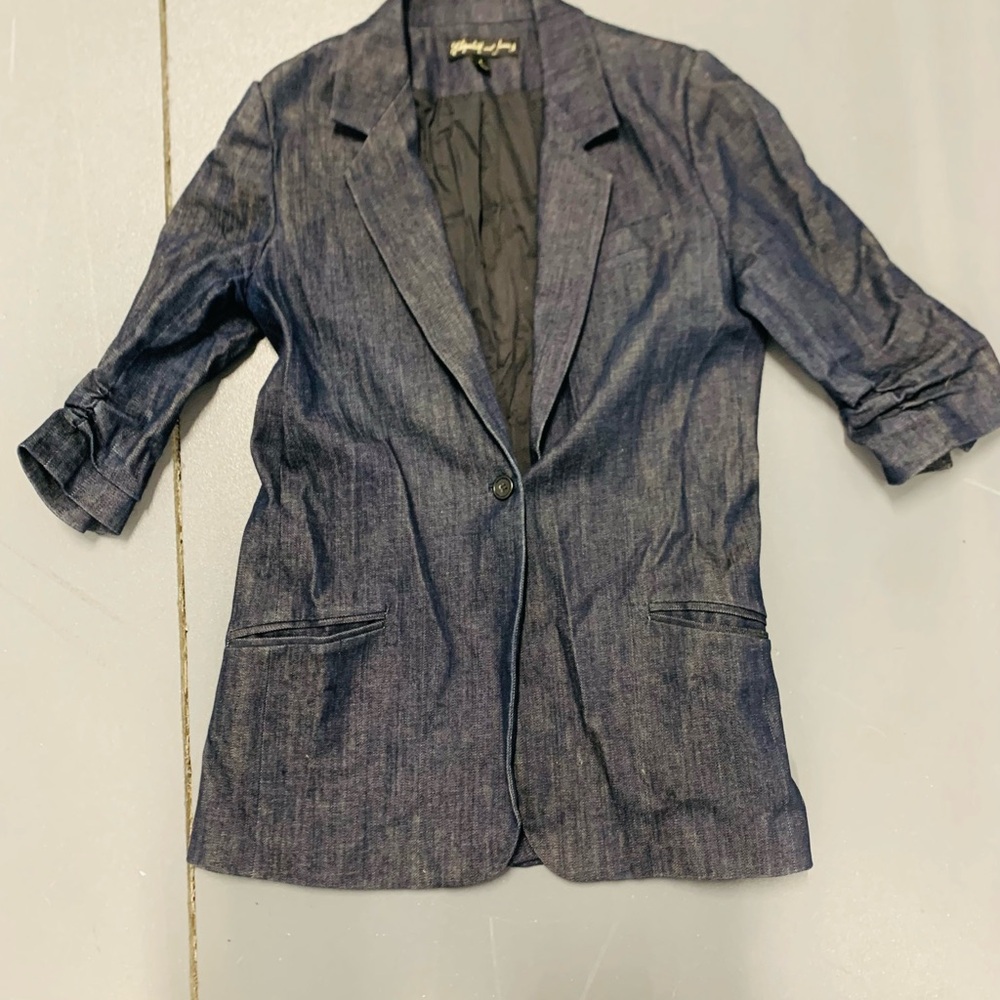 Elizabeth and James Indigo Denim-Effect Blazer